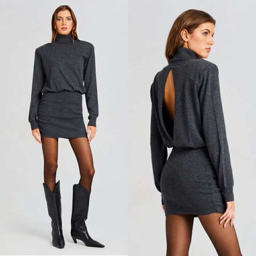 SER.O.YA Alexandria Dress charcoal gray soft knit sweater mini Retrofete